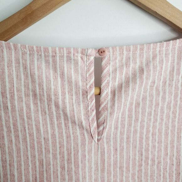 See And Be Seen Ruffle Striped Pink Top Blouse Sleeveless Cotton Career NWT - Picture 4 of 8